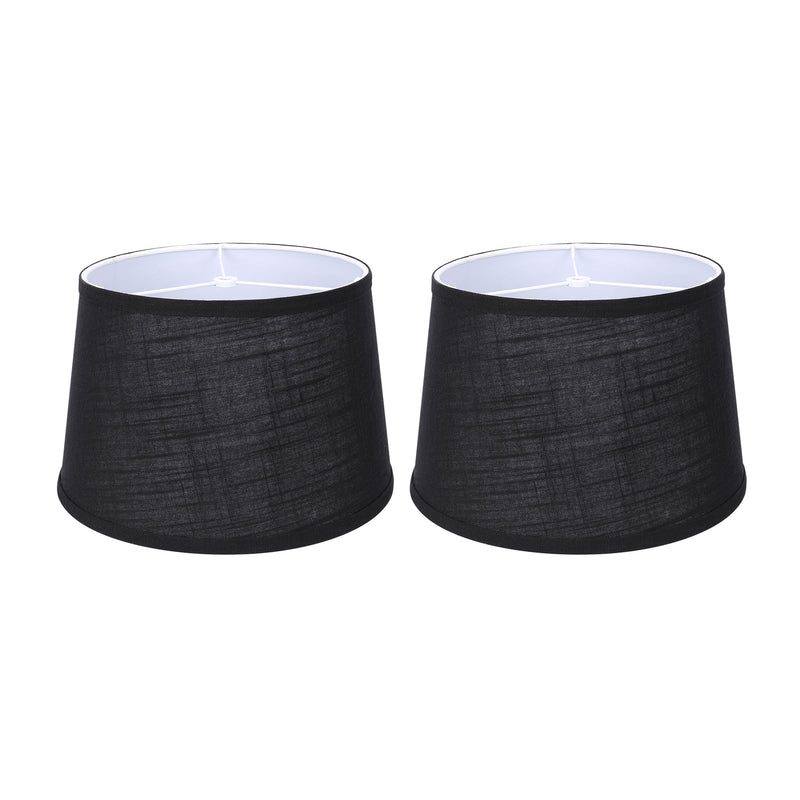 ALUCSET 10 x 12 x 8 Inch Linen 2 Tone Drum Lamp Shade, Black & White (Open Box)