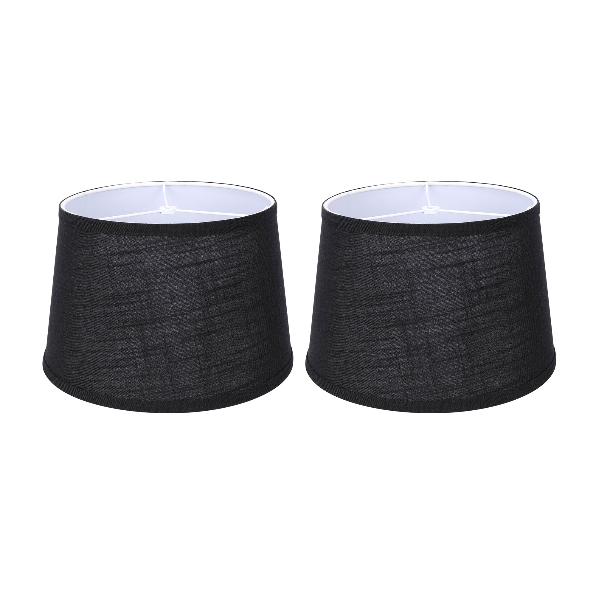 ALUCSET 10x12x8In Linen 2 Tone Drum Lamp Shade, Black & White (2 Pack) (Used)