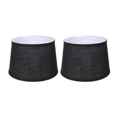 ALUCSET 10x12x8In Linen 2 Tone Drum Lamp Shade, Black & White (2 Pack) (Used)