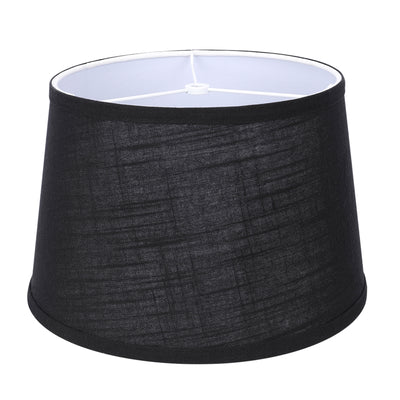 ALUCSET 10x12x8In Linen 2 Tone Drum Lamp Shade, Black & White (2 Pack) (Used)