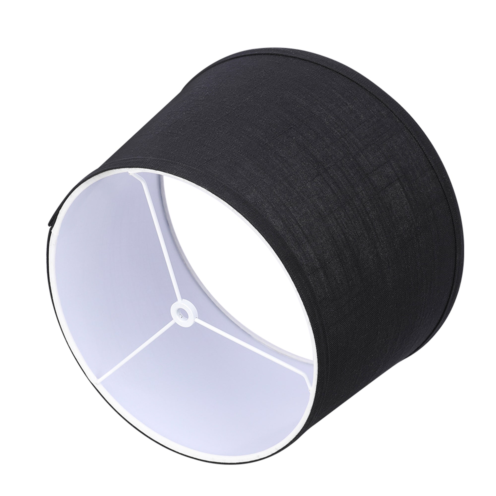 ALUCSET 10x12x8In Linen 2 Tone Drum Lamp Shade, Black & White (2 Pack) (Used)