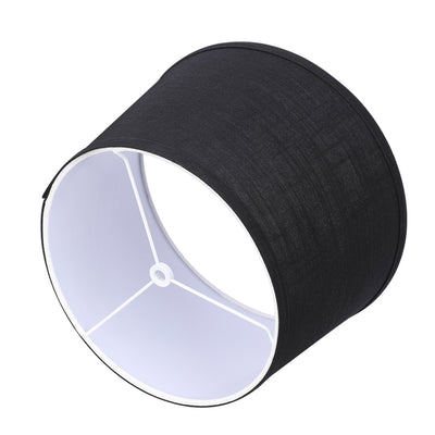 ALUCSET 10x12x8In Linen 2 Tone Drum Lamp Shade, Black & White (2 Pack) (Used)