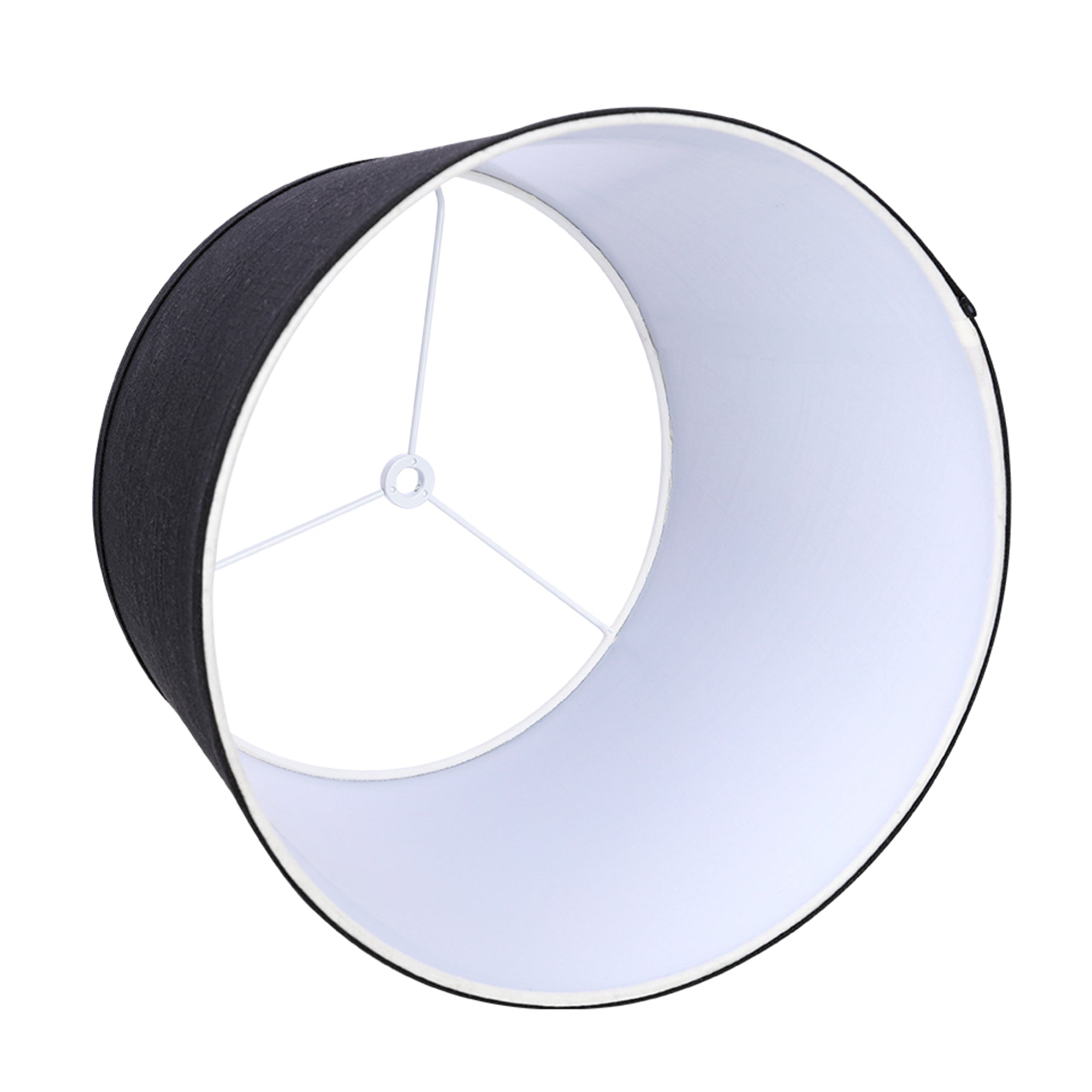 ALUCSET 10x12x8In Linen 2 Tone Drum Lamp Shade, Black & White (2 Pack) (Used)