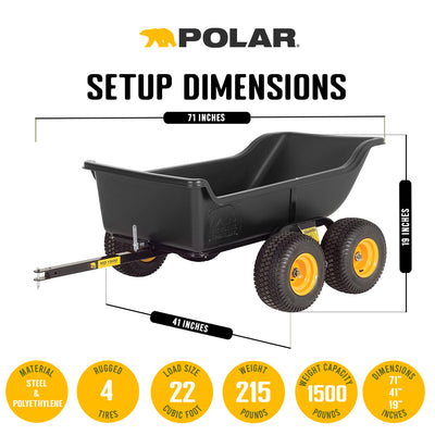 Polar Trailer Steel Frame Tandem Axle Trailer w/ Rugged Wheels (Open Box)
