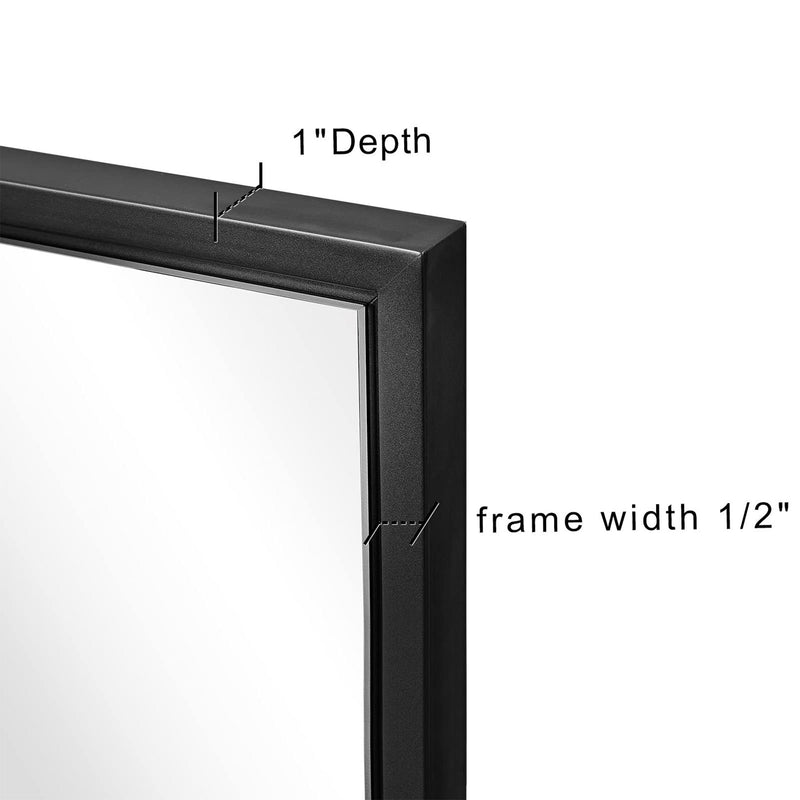 Moon Mirror 20 x 28 Inch Rectangular Hanging Bathroom Vanity, Black (Open Box)