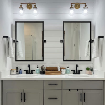 Moon Mirror 20 x 28 Inch Rectangular Hanging Bathroom Vanity, Black (Used) - VMInnovations