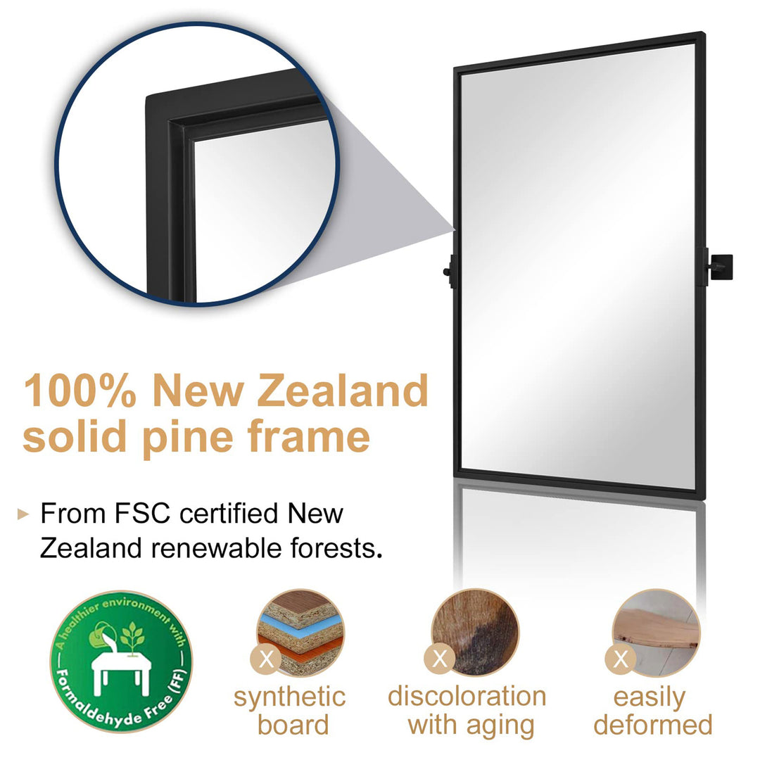 Moon Mirror 24" x 36" Rectangular Wall Mounted Vanity Mirror, Black (For Parts) - VMInnovations