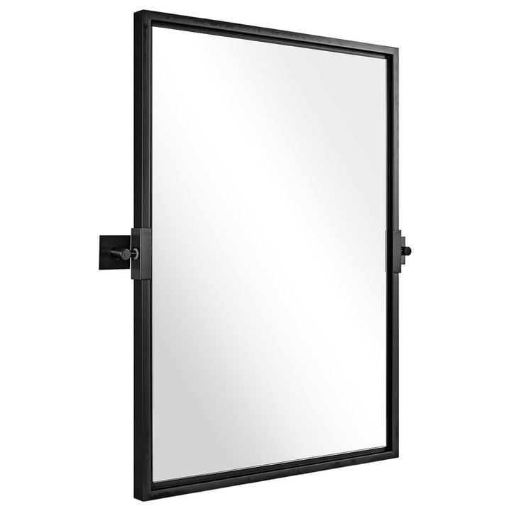 Moon Mirror 24 x 36 Inch Pivoted Wall Mounted Vanity Mirror, Black (Open Box)