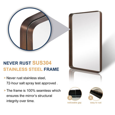ANDY STAR 24 x 36 Inch Recessed Contemporary Vanity Mirror, Bronze (Used) - VMInnovations