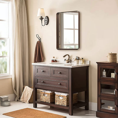 ANDY STAR 24 x 36 Inch Recessed Contemporary Vanity Mirror, Bronze (Used) - VMInnovations