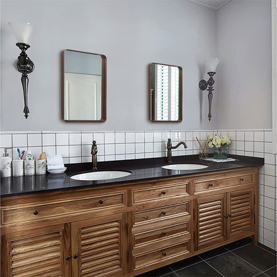 ANDY STAR 24 x 36 Inch Recessed Contemporary Vanity Mirror, Bronze (Used) - VMInnovations