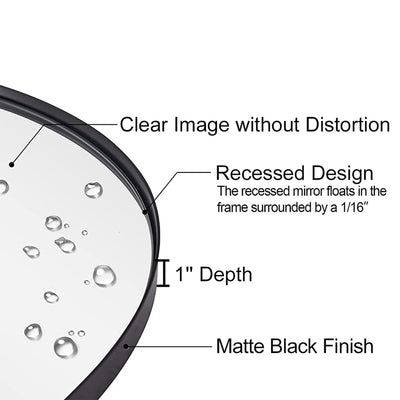 24 Inch Round Circle Mirror with Stainless Steel Metal Frame, Black (Open Box) - VMInnovations