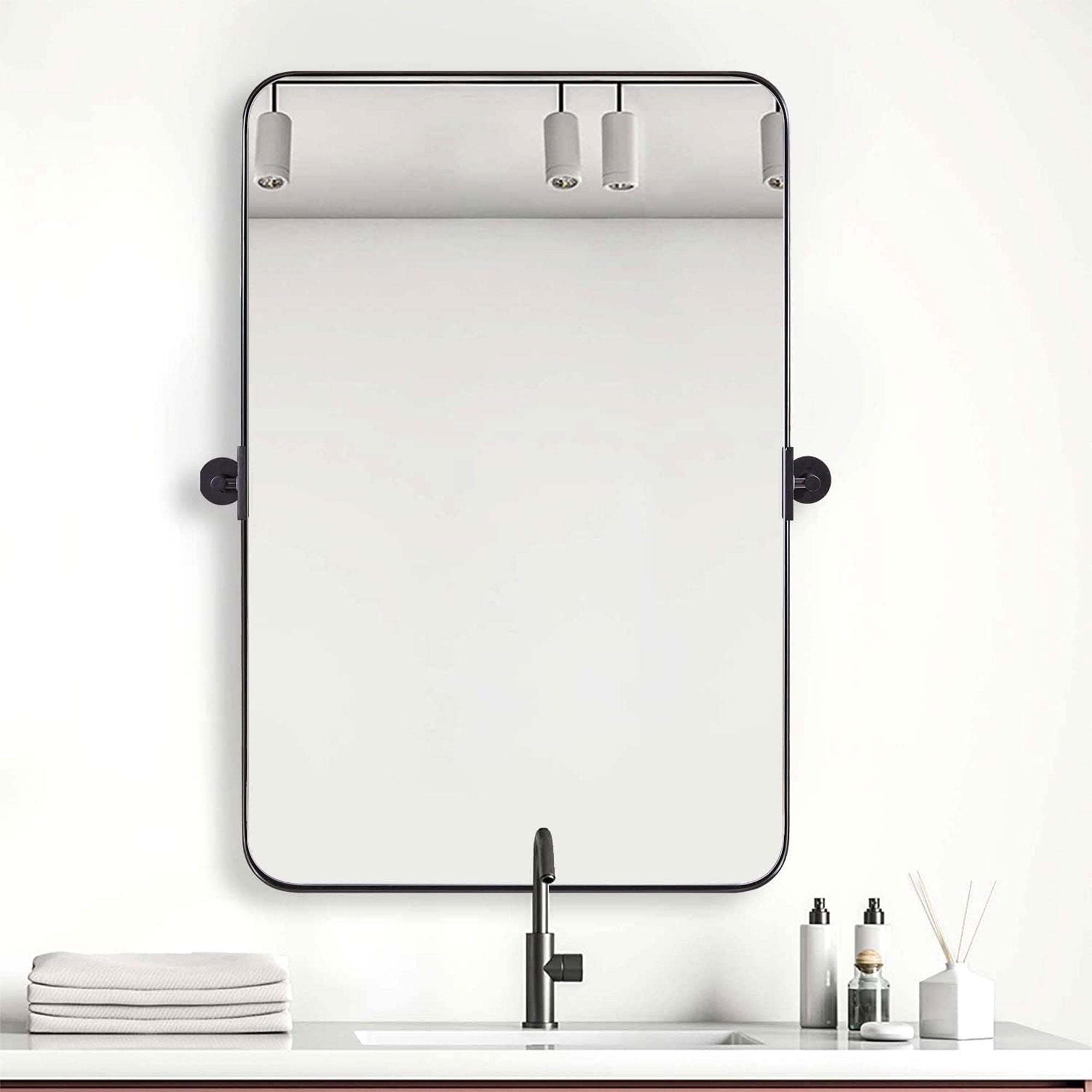 ANDY STAR 22"x34" Rectangular Tilting Modern Vanity Mirror, Brushed Nickel(Used) - VMInnovations