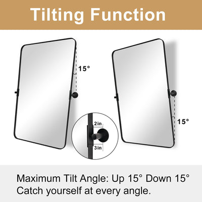 ANDY STAR 22"x34" Rectangular Tilting Modern Vanity Mirror, Brushed Nickel(Used) - VMInnovations