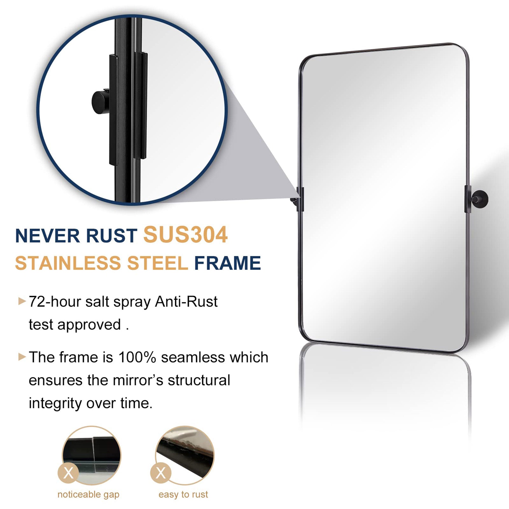 ANDY STAR 22"x34" Rectangular Tilting Modern Vanity Mirror, Brushed Nickel(Used) - VMInnovations