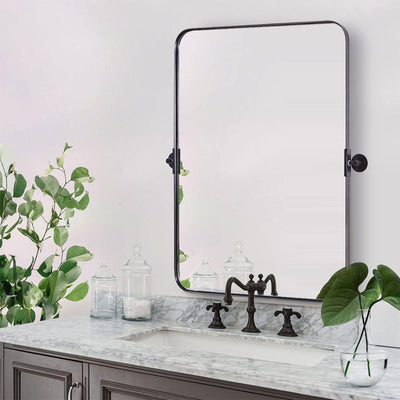 ANDY STAR 22"x34" Rectangular Tilting Modern Vanity Mirror, Brushed Nickel(Used)