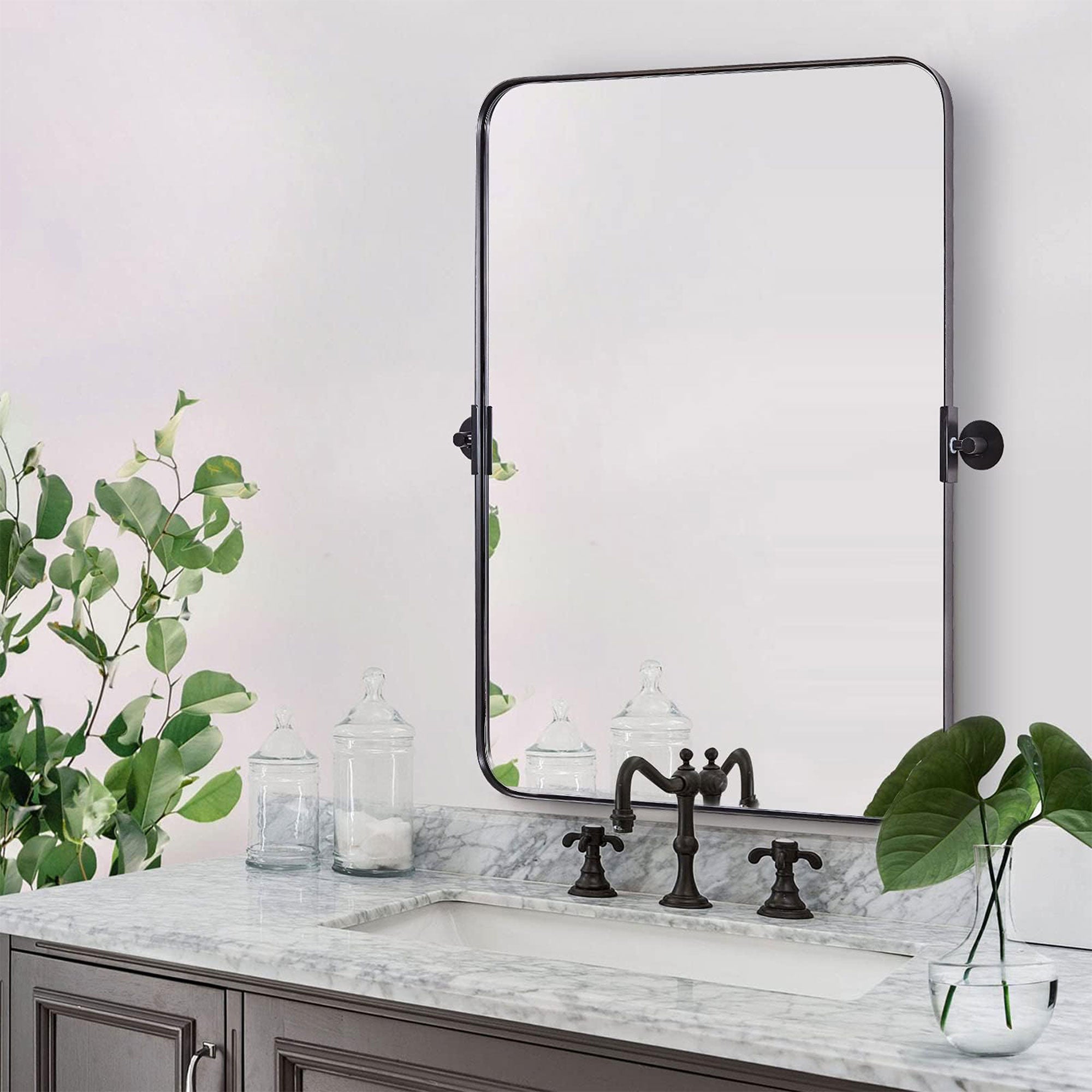 ANDY STAR 22 x 34 In Rectangular Tilting Vanity Mirror, Brushed Nickel(Open Box) - VMInnovations