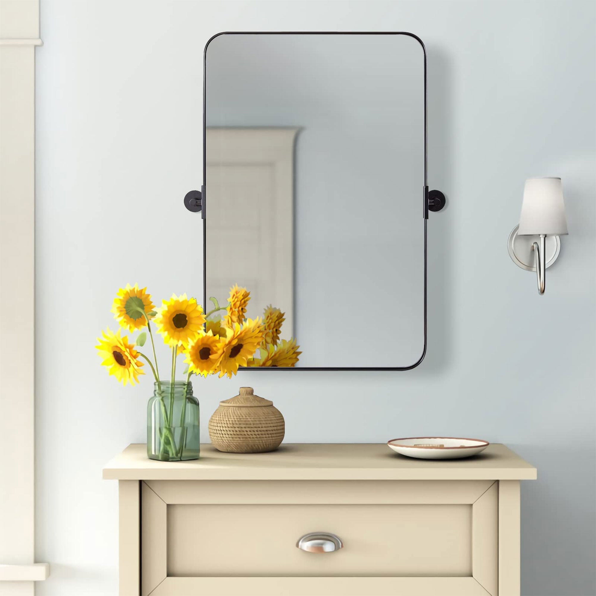 ANDY STAR 22"x34" Rectangular Tilting Modern Vanity Mirror, Brushed Nickel(Used) - VMInnovations