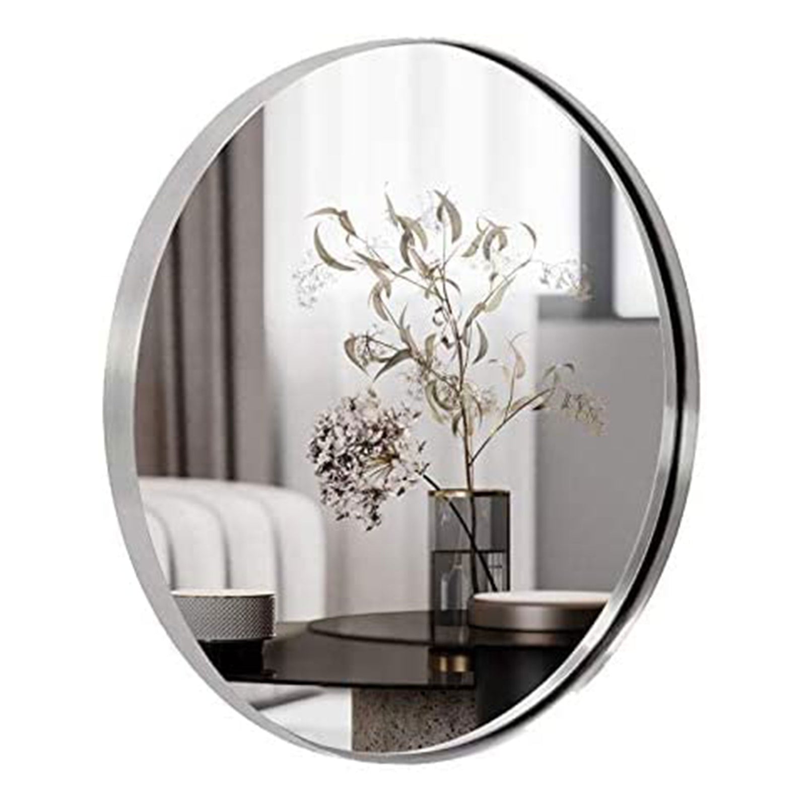 ANDY STAR 24" Round Mirror with Stainless Steel Metal Frame, Chrome (Used) - VMInnovations