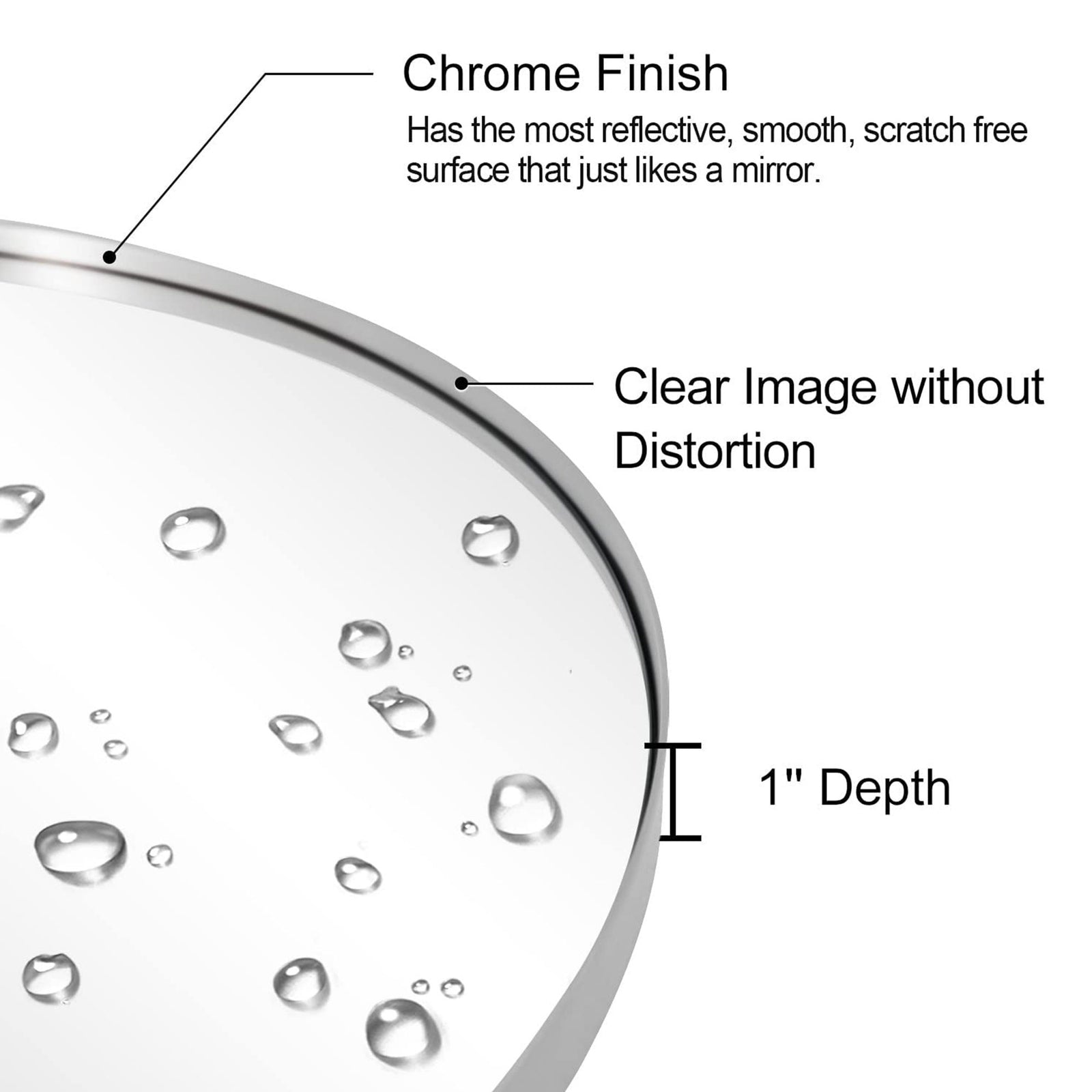 ANDY STAR 24" Round Mirror w/Stainless Steel Metal Frame, Chrome (Open Box) - VMInnovations