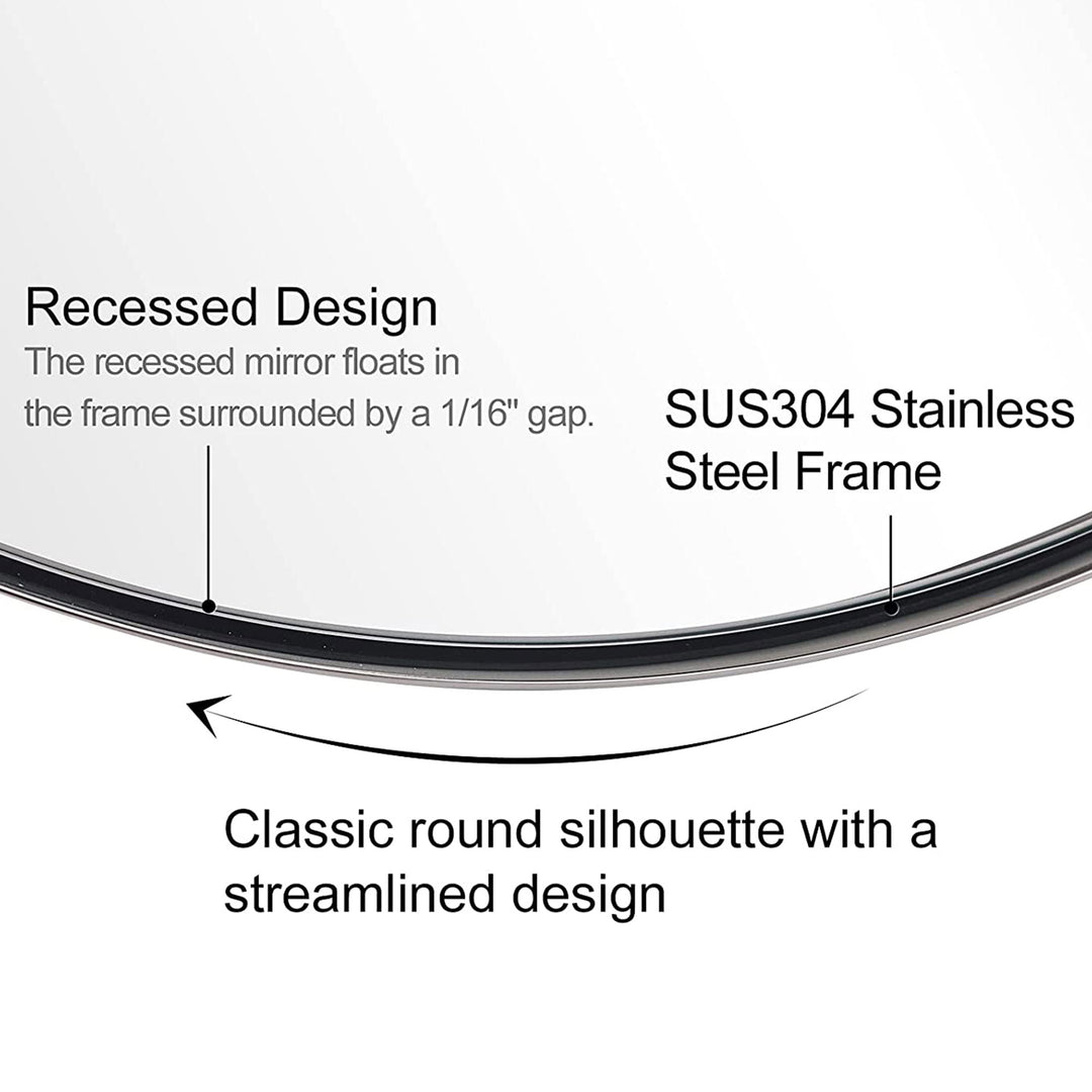 ANDY STAR 24" Round Mirror with Stainless Steel Metal Frame, Chrome (Used) - VMInnovations