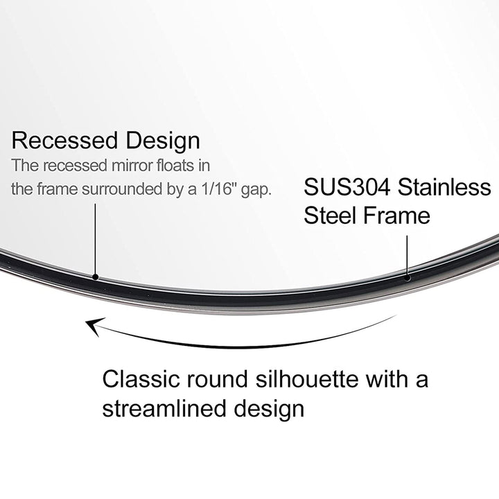 ANDY STAR 24" Round Mirror with Stainless Steel Metal Frame, Chrome (Used) - VMInnovations