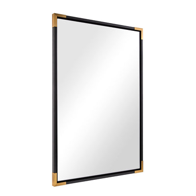 ANDY STAR 30 x 40 Inch Rectangular Wood Framed Vanity Mirror, Black and Gold