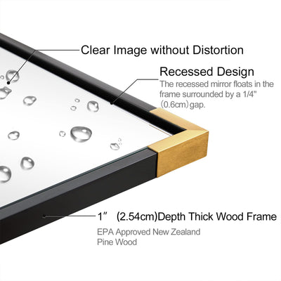 ANDY STAR 30 x 40 Inch Rectangular Wood Framed Vanity Mirror, Black and Gold - VMInnovations