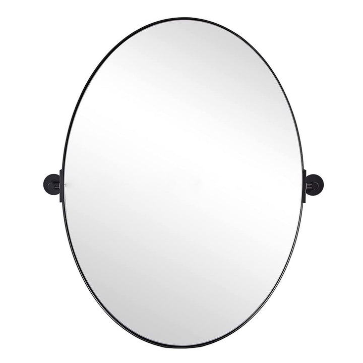 Moon Mirror Modern 22x30In Oval Wall Mounted Mirror, Matte Black(Open Box)