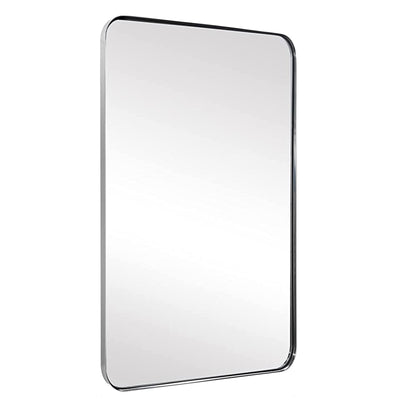 ANDY STAR Modern 20 x 28 Inch Hanging Vanity Mirror, Brushed Nickel (Open Box) - VMInnovations