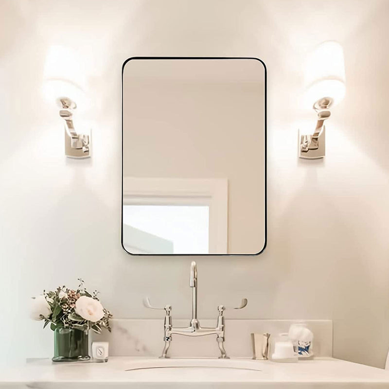 ANDY STAR Modern 20 x 28 Inch Hanging Vanity Mirror, Brushed Nickel (Open Box)