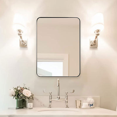 ANDY STAR Modern 20 x 28 Inch Hanging Vanity Mirror, Brushed Nickel (Open Box) - VMInnovations