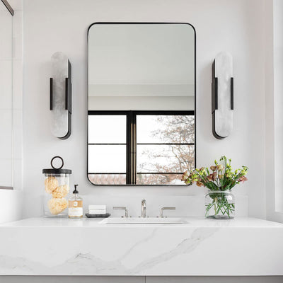 ANDY STAR Modern 20 x 28 Inch Hanging Vanity Mirror, Brushed Nickel (Open Box) - VMInnovations