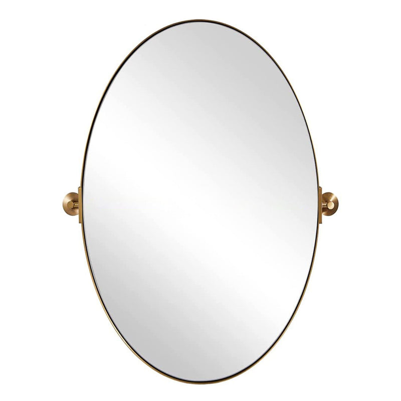 ANDY STAR 22 x 34 Inch Oval Wall Hanging Bathroom Mirror, Brushed Gold (Used)