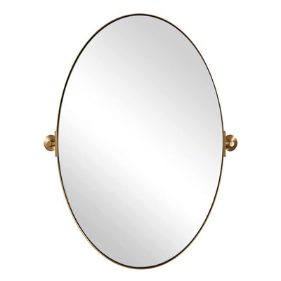 ANDY STAR  22x34 Inch Oval Wall Hanging Bathroom Mirror, Brushed Gold (Open Box)