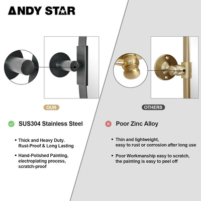 ANDY STAR Modern 22 x 34 Inch Oval Wall Hanging Bathroom Mirror, Matte Black - VMInnovations
