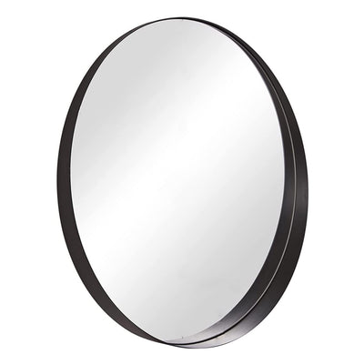 30 Inch Circle Mirror 3 In Deep w/ Stainless Steel Metal Frame, Black (Open Box)