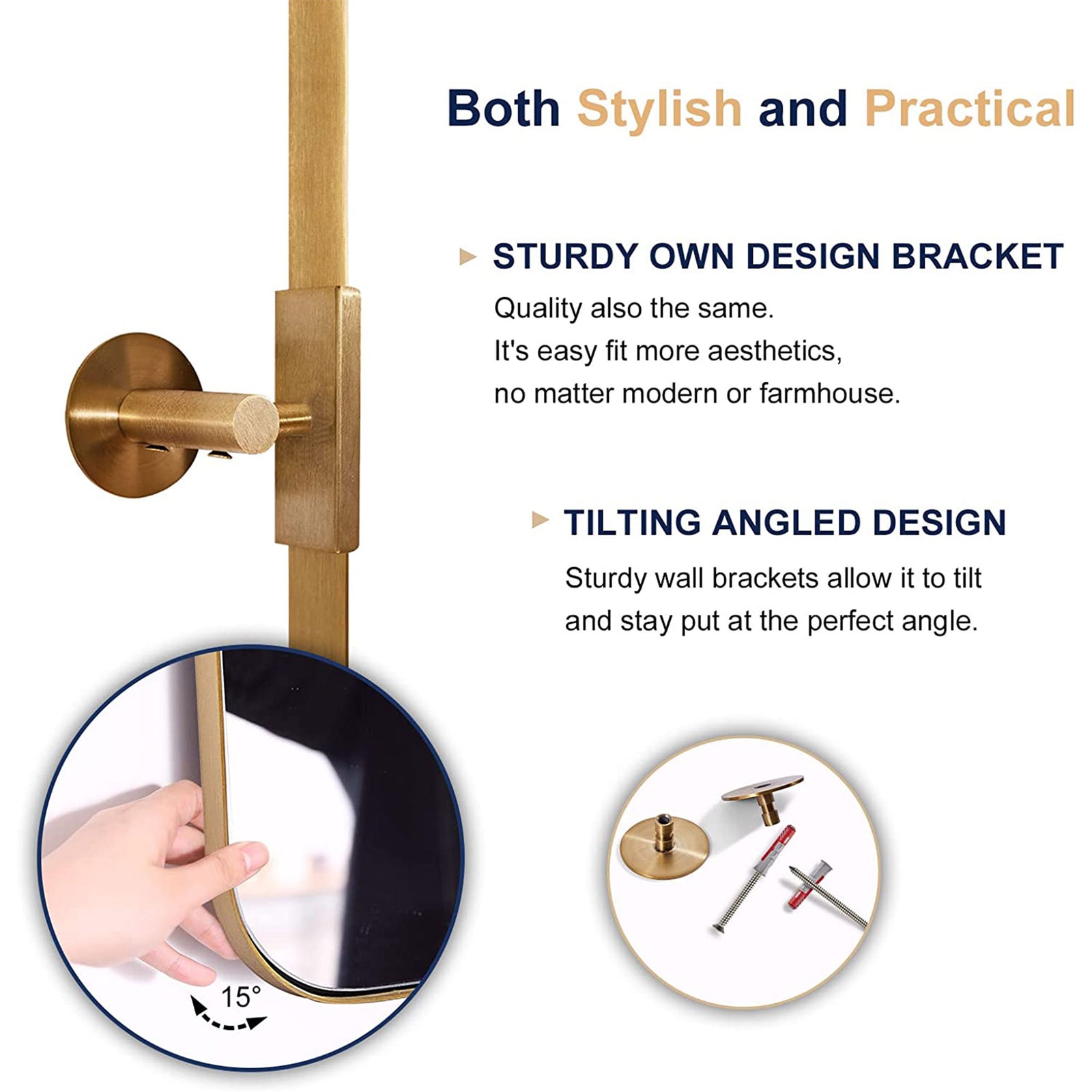 ANDY STAR Modern 38"x25" Hanging Bathroom Mirror, Brushed Gold (For Parts) - VMInnovations