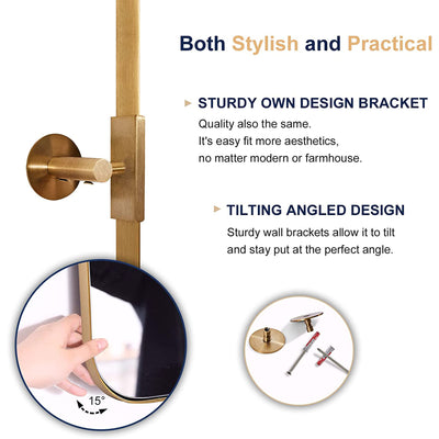 ANDY STAR Modern 38"x25" Hanging Bathroom Mirror, Brushed Gold (For Parts) - VMInnovations