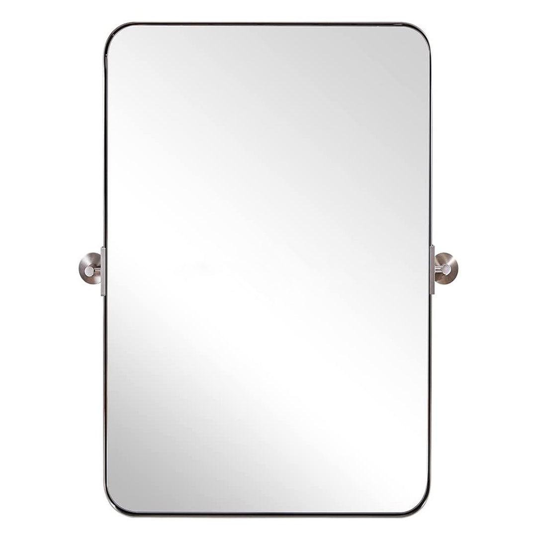 ANDY STAR Modern 22x34" Wall Hanging Bathroom Mirror, Brushed Nickel (Used)