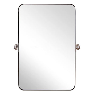 ANDY STAR Modern 22x34" Rectangular Wall Hanging Bathroom Mirror, Brushed Nickel