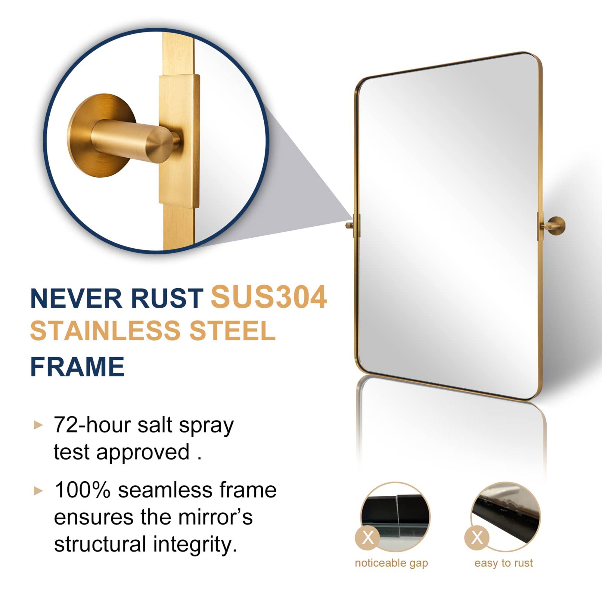 ANDY STAR Modern 22x34" Wall Hanging Bathroom Mirror, Brushed Nickel (Used) - VMInnovations