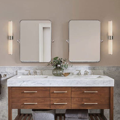 ANDY STAR Modern 22x34" Wall Hanging Bathroom Mirror, Brushed Nickel (Used) - VMInnovations