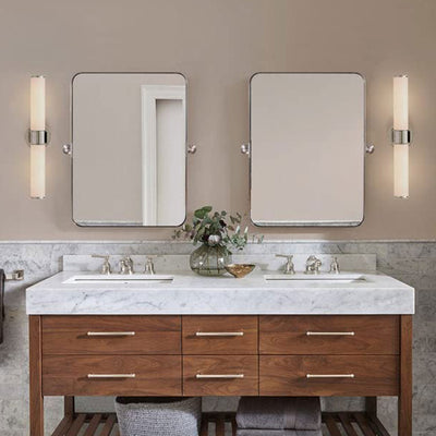 ANDY STAR Modern 22x34" Rectangular Wall Hanging Bathroom Mirror, Brushed Nickel