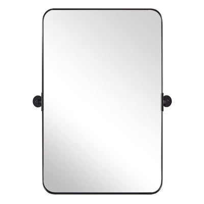 22 x 34 In Rectangular Wall Mounted Vanity Mirror, Matte Black (Used)