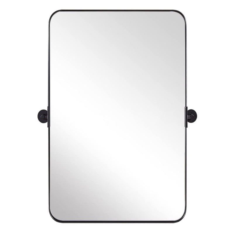 22 x 34 In Rectangular Wall Mounted Vanity Mirror, Matte Black (Used)