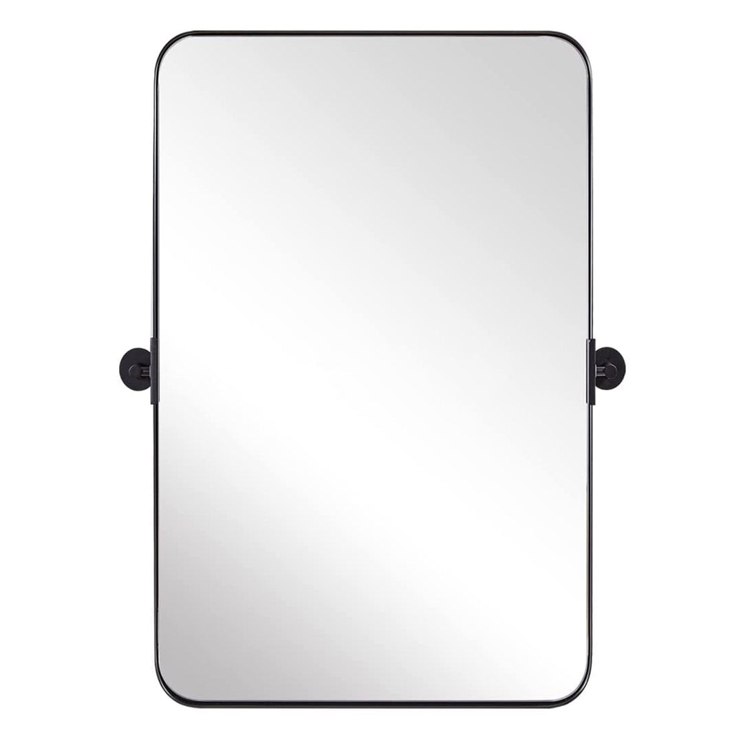 22 x 34 In Rectangular Wall Mounted Vanity Mirror, Matte Black (Used)