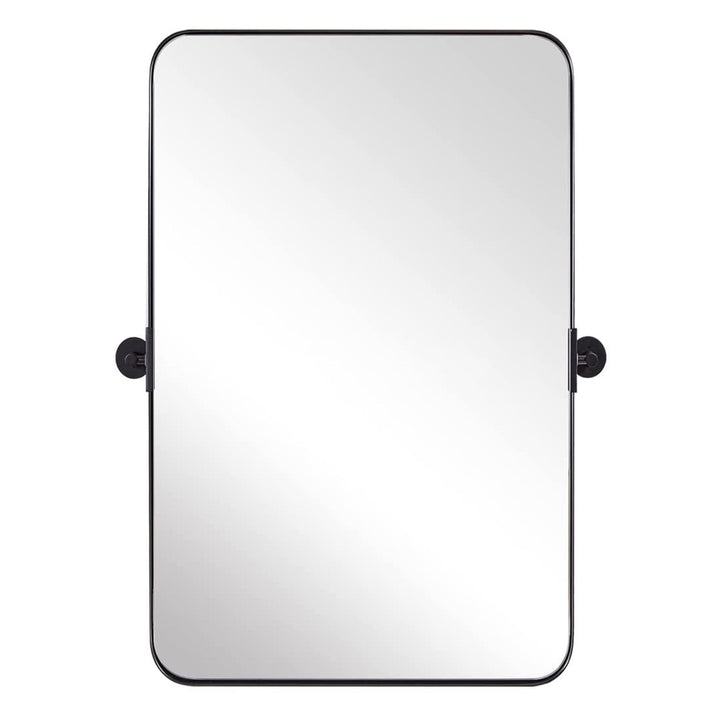 22 x 34 In Rectangular Wall Mounted Vanity Mirror, Matte Black (Used)