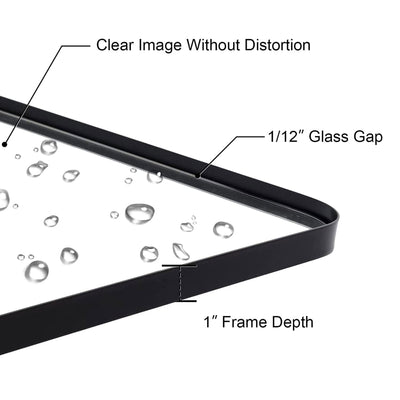 22 x 34 In Rectangular Wall Mounted Vanity Mirror, Matte Black (Used) - VMInnovations