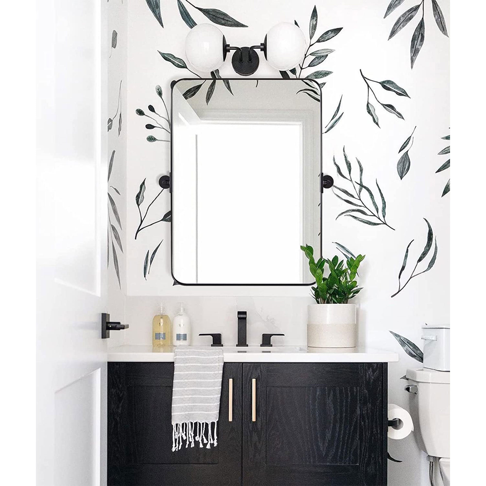 22 x 34 In Rectangular Wall Mounted Vanity Mirror, Matte Black (Used) - VMInnovations